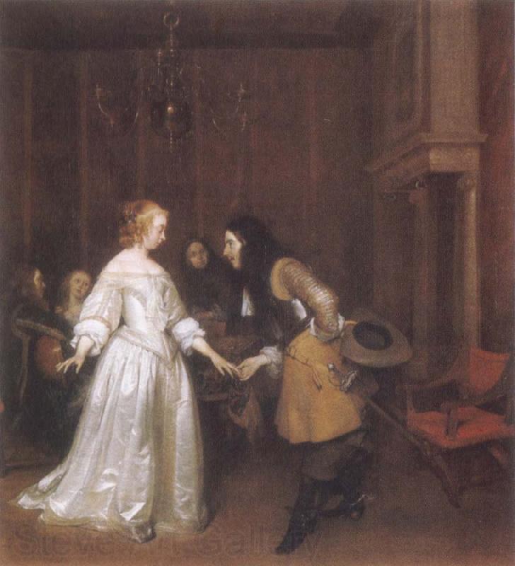 Gerard Ter Borch Dancing Couple Norge oil painting art